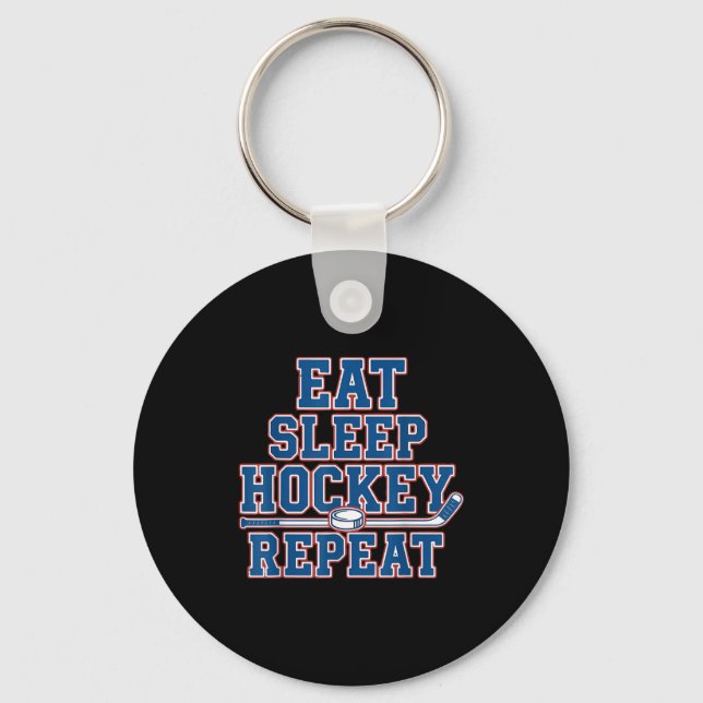 Porte-clés Eat Sleep Hockey Repeat Ice Hockey For Teens Kids  (Recto)
