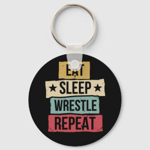 Porte-clés Eat Sleep Lutte Répéter Lutte Lutte Lutte Retro