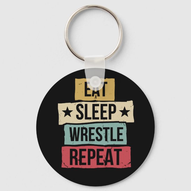 Porte-clés Eat Sleep Lutte Répéter Lutte Lutte Lutte Retro (Recto)