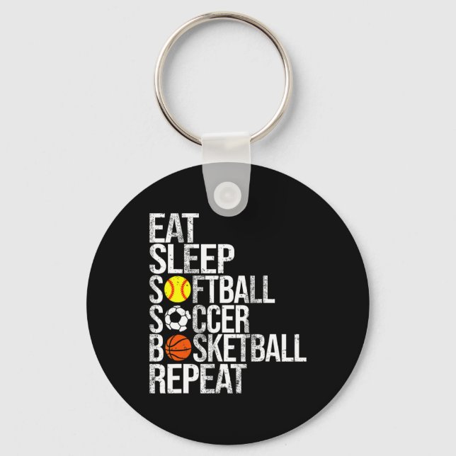 Porte-clés Eat Sleep Softll Soccer Sketll Repeat Funny Sport  (Recto)