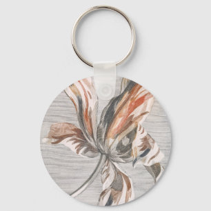 Porte-clés Eau-forte de fleur antique de tulipe rayée élégant