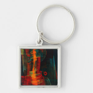 Porte-clés Eau Orange Rouge Bleu moderne Art Abstrait Motif