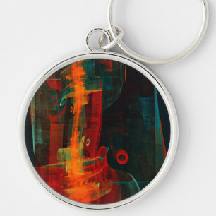 Porte-clés Eau Orange Rouge Bleu moderne Art Abstrait Motif
