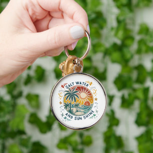 Porte-clés Eau salée et soleil brillant plage tropicale vinta