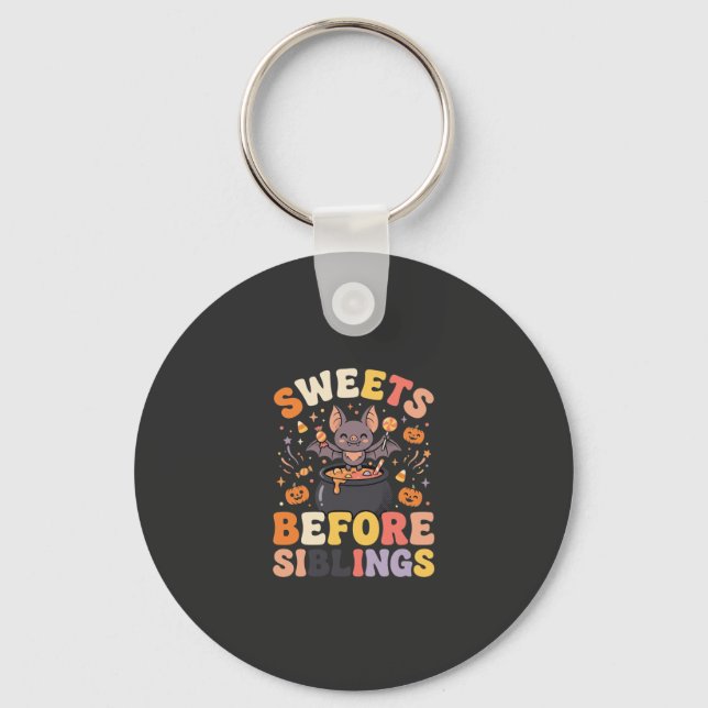 Porte-clés Échange de bonbons d'Halloween entre frères et sœu (Recto)