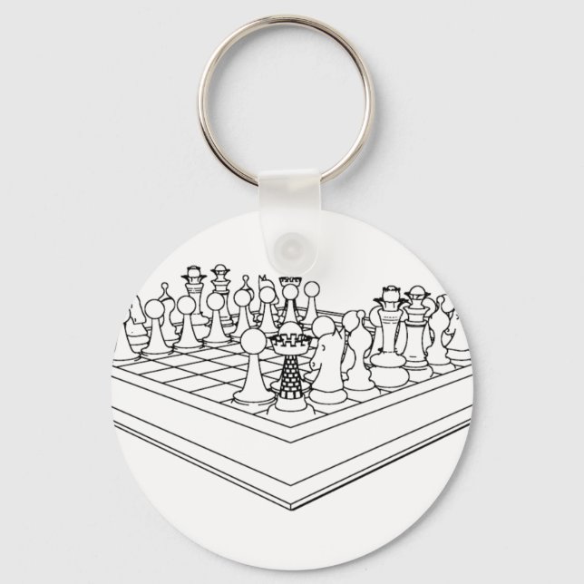 Porte-clés Échecs et pièces d'échecs : (Recto)