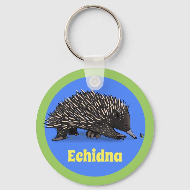 Porte-clés Echidna adorable avec dessin animé d'abeille (Recto)
