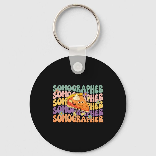Porte-clés Échographiste tarte automne floral technicien écho (Recto)