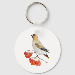 Porte-clés Écirage d'oiseaux de la forêt d'aquarelle