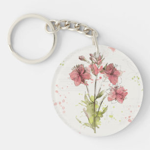 Porte-clés Éclaboussure rose foncée florale