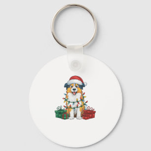 Porte-clés Éclairage de Noël chapeau australien berger chien