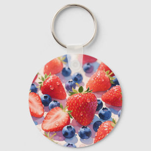 Porte-clés Éclat de fraise et de myrtille frais