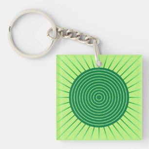 Porte-clés Éclat de soleil géométrique moderne - Vert émeraud
