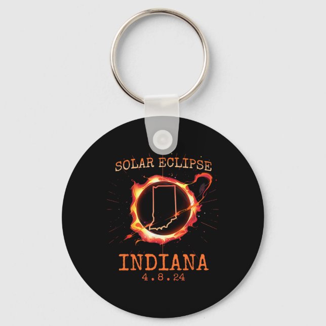Porte-clés Eclipse 2024 Indiana State Totality Usa Path Souve (Recto)