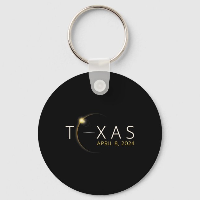 Porte-clés Éclipse solaire 2024 État Texas Total Éclipse sola (Recto)