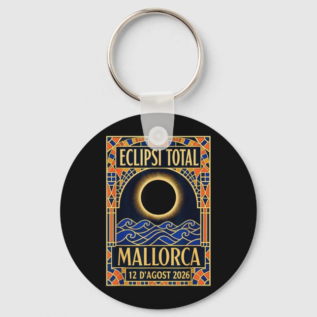 Porte-clés Éclipse solaire de Majorque 2026 - Catalan Moderne (Recto)