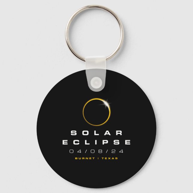 Porte-clés Éclipse solaire du Texas Burnet 2024 (Recto)