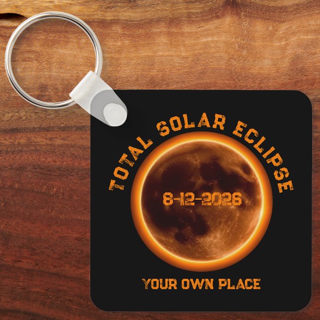 Porte-clés Éclipse solaire totale 12 août 2026 (Total Solar Eclipse August 12 2026 Keychain)