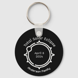 Porte-clés Éclipse solaire totale 2024 Noir minimal moderne