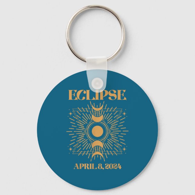 Porte-clés Éclipse solaire totale 8 avril (Recto)