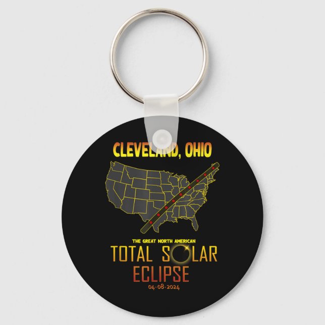 Porte-clés Éclipse solaire totale Cleveland Ohio 2024 (Recto)