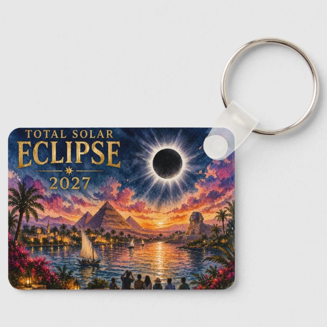 Porte-clés Éclipse solaire totale de 2027 en Égypte (Recto)