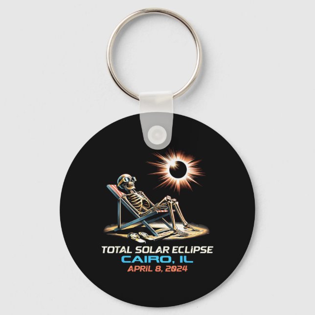 Porte-clés Éclipse solaire totale squelettique Le Caire Illin (Recto)