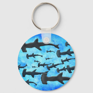 Porte-clés École des requins de Hammerhead à Silhouette