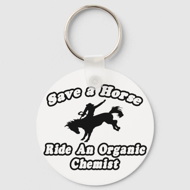 Porte-clés Économisez Cheval, Ride Chimiste Biologique (Recto)