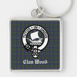 Porte-clés Ecosse Clan Wood Crest & Tartan
