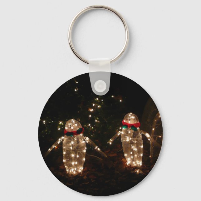 Porte-clés Écran de lumière des fêtes de pingouins (Recto)