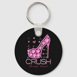Porte-clés Écraser le cancer du sein Sensibilisation Bling ro