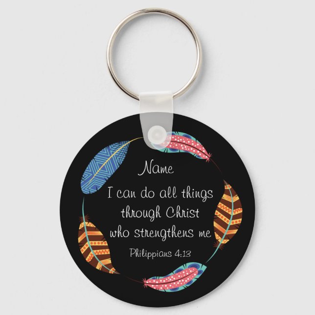 Porte-clés Écriture biblique Philippiens 4:13 Christ Force (Recto)