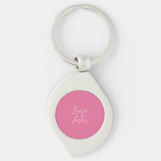 Porte-clés Écriture manuscrite Nom élégant Couleur rose