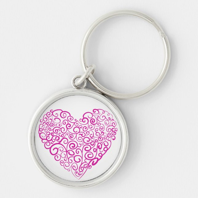 Porte-clés Écriture spirale coeur rose pour la Saint Valentin (Devant)