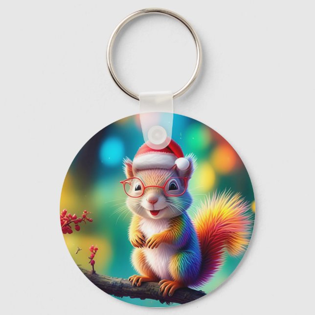 Porte-clés Écureuil de Noël Comme Père Noël-56765 (Recto)