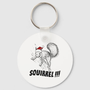 Porte-clés Écureuil drôle avec chapeau vacances de Noël à l'a
