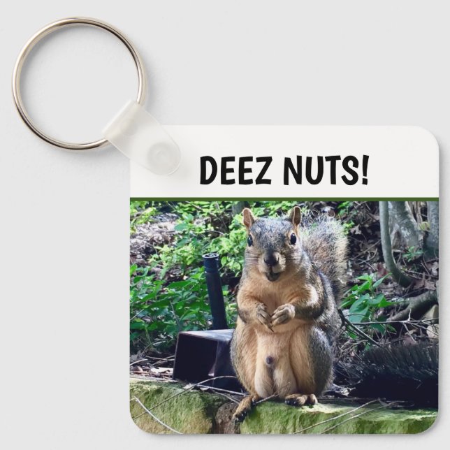 Porte-clés Écureuil Drôle Deez Nuts Humour Inapproprié Photo (Recto)