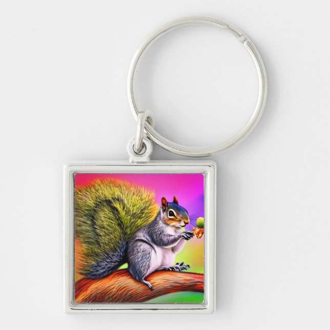 Porte-clés Écureuil mignon sur la branche-47563 (Devant)