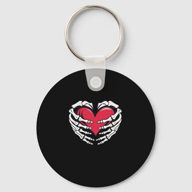 Porte-clés Ed Heart Dans Les Mains Squelettiques Classique (Recto)