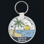 Porte-clés Edisto Beach Caroline du Sud Vintage<br><div class="desc">Edisto Beach dessiné à la main avec des montagnes et des vagues de l'océan en arrière - plan. Parfait pour ceux qui aiment visiter Edisto Beach.</div>