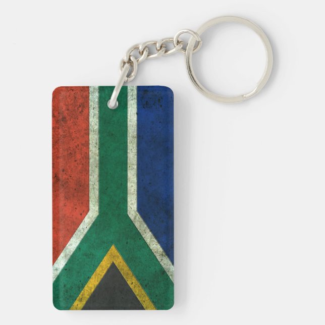 Porte-clés Effet en acier âgé par drapeau sud-africain (Dos)