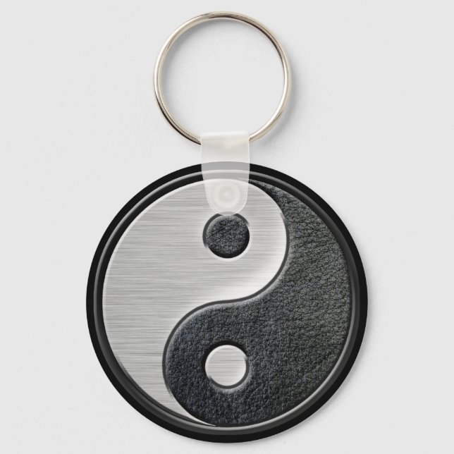 Porte-clés Effet en cuir et acier Yin Yang Graphic (Recto)