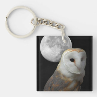Porte-clés Effraie des clochers et Lune