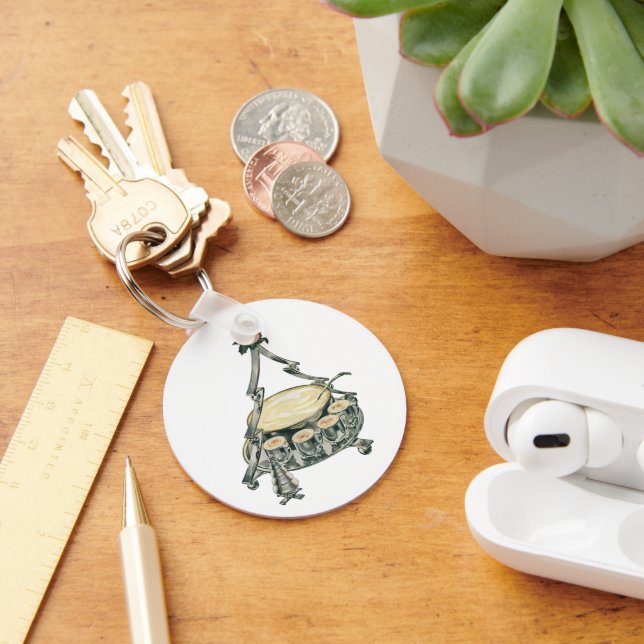 Porte-clés Eggnog dans un bol de punch de sapin de Noël vinta (Bureau)