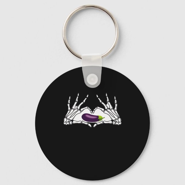 Porte-clés Eggplant Classic - Squelette Mains Coeur (Recto)