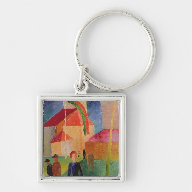 Porte-clés Église décorée des drapeaux (Devant)