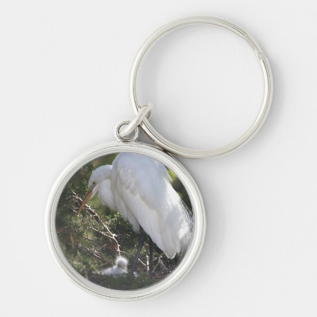 Porte-clés Egret neigeux avec Porte - clé bébé (Devant)