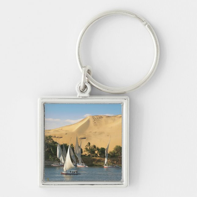 Porte-clés Égypte, Assouan, Nil, voiliers felouques, 2 (Devant)