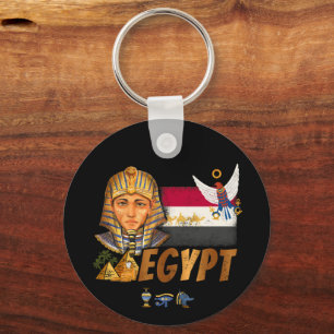 Porte-clés Égypte Vintage Pharaon Drapeau Et Pyramides Souven